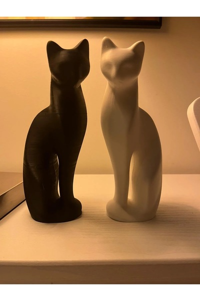Goplast Premium 2'li Set Modern Kedi Biblo, 22 Cm Siyah Beyaz Dekoratif Kedi ...