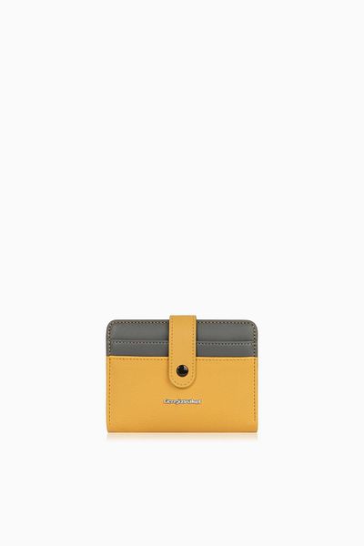CENGİZ PAKEL Cengiz Pakel Women's Mini Size Wallet with Snap Detail - 65315 - Mustard/Grey