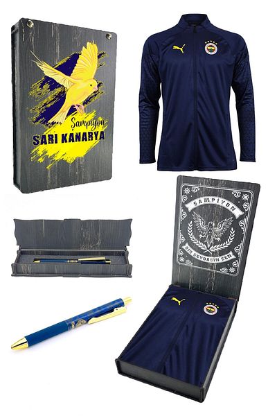 Fenerbahçe 23-24 Πλήρες φερμουάρ με άδεια προπόνησης Sweat + Σετ μολυβιών - Με ειδικό ξύλινο κουτί
