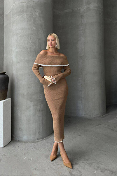 novalook فستان ميدي بياقة مادونا الجمل