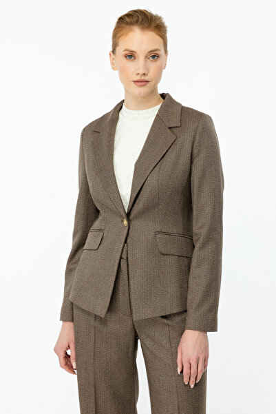 Ekol Balık Sırtı Desenli Tek Düğme Ceket