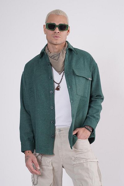 Butik TREND BIZ Ανδρικό πουκάμισο Oversize Fit με λεπτομέρεια κεντήματος στην πλάτη