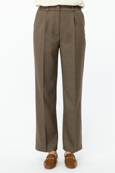 Ekol Balık Sırtı Desenli Bol Paça Pantolon