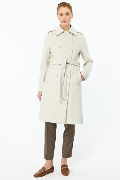 Ekol Beli Kuşaklı Kaşe Kaban