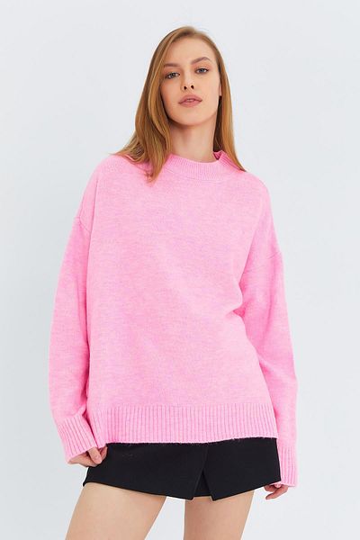 Mixray 6913 Model Pink Loose Soft Knitwear Women's Sweater