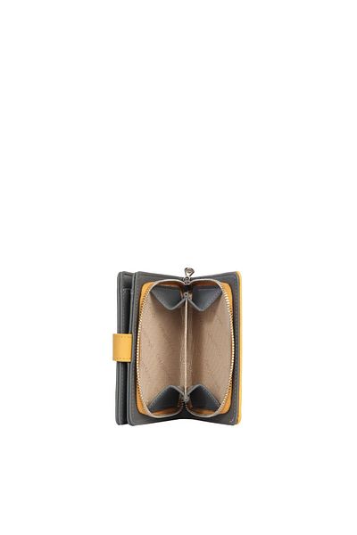CENGİZ PAKEL Cengiz Pakel Women's Mini Size Wallet with Snap Detail - 65315 - Mustard/Grey