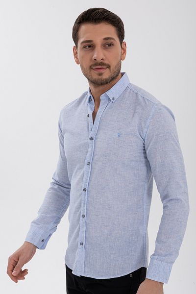 Klothy Cămașă SLIM FIT din in pentru bărbați