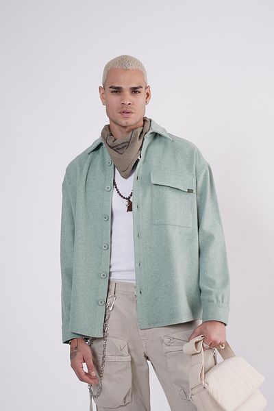 king brich Ανδρικό πουκάμισο Oversize με κέντημα στην πλάτη