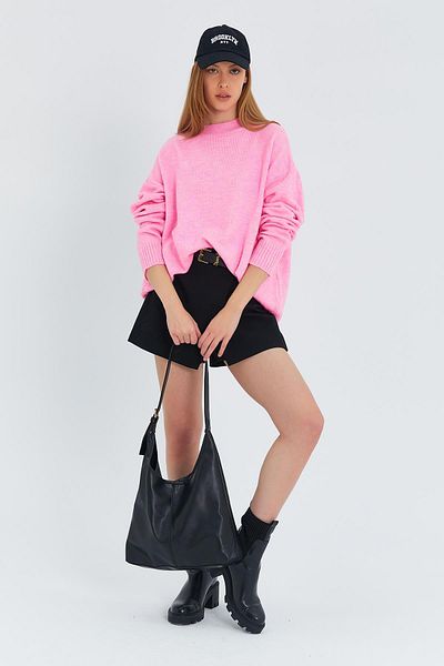 Mixray 6913 Model Pink Loose Soft Knitwear Women's Sweater