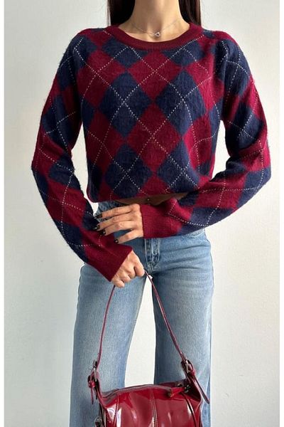 boutich Women's Baklava Patterned Sweater