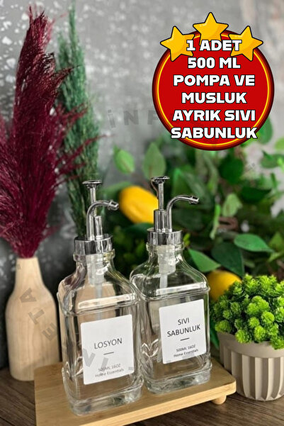 İnfeta 500 ml Tezgah Üstü Dikdörtgen Banyo Mutfak Sıvı Sabunluk | Pompa ve Mu...