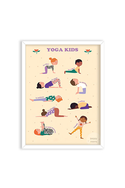 Peppy Rooms Doğal Ahşap Çerçeveli Çocuk Odası Tablo Yoga Çocuk Spor
