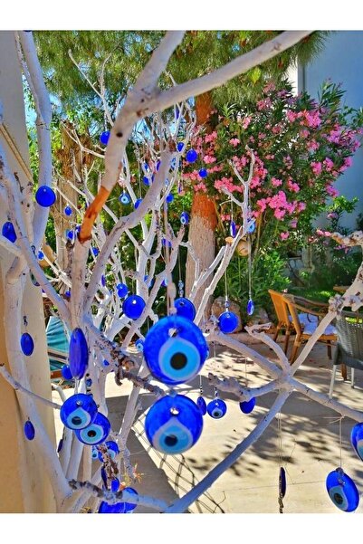 312 KONSEPT 5 قطع فتحة 5 سم - خرزة عين الشر الزجاجية وسلسلة مفاتيح مزخرفة على...