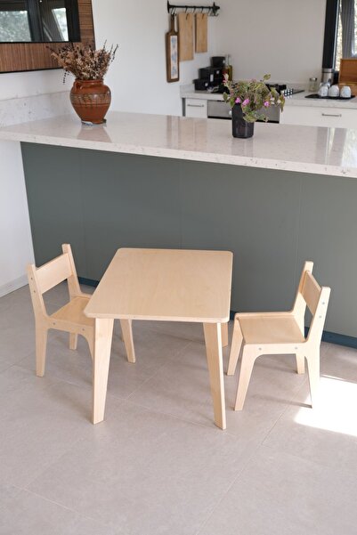 Minik Fare Montessori Ahşap Çocuk Masa Ve Sandalye Takımı (masa + 2 Sandalye)