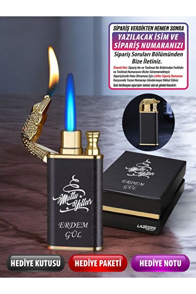 LAZZERS HEDİYELİK Kişiye Özel İsimli Lüks Kutulu Çift Ateşli Yılbaşı Mutlu Yı...