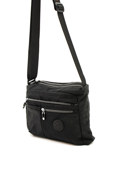 Sanmorris حقيبة كتف نسائية متعددة الأقسام مصنوعة من قماش مجعد مقاوم للماء وحزام متقاطع قابل للتعديل