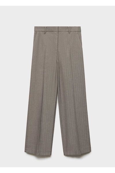 MANGO Woman Slim Stripe Wideleg Pants