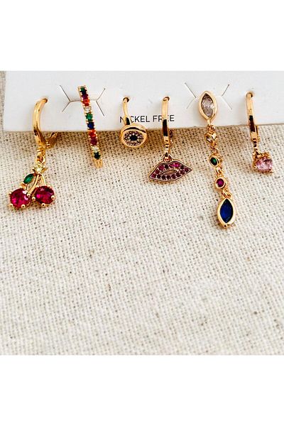 juleeco 6Pcs Gold Nickel Free Steel Earrings