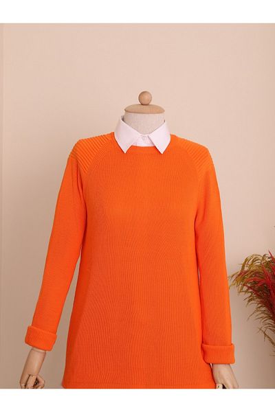 Modamorfo Orange Short Front Sweater