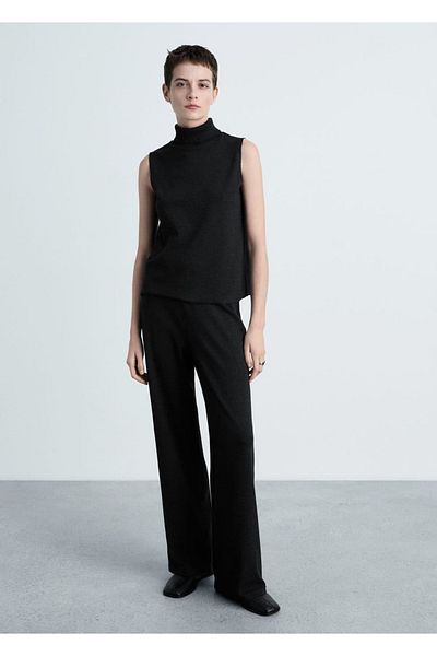 MANGO Woman Thin Knitwear Wideleg Trousers