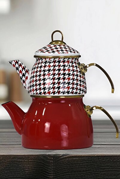 PR HOME Forte Red Gold Enamel Teapot Model