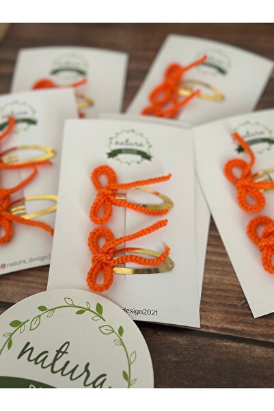 NATURA DESİGN Set de catarame duble cu fundita mini aurie cu design Natura