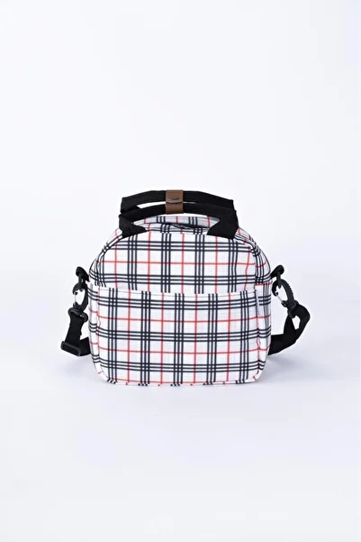 ALTINPAMUK Thermal Bag Thermal Insulated Waterproof Food Carry Lunch Bag with Strap White Plaid
