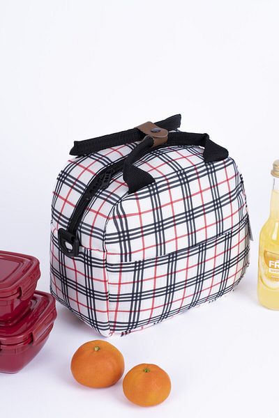 ALTINPAMUK White Plaid Thermos Bag - Hot and Cold Carry, Camping Picnic