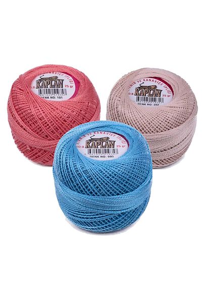 Skygo 3 Pieces of Tiger Etamine and Cross Stitch Thread 8 No Code/Colour: 101 - 302 - 995 - Ryl