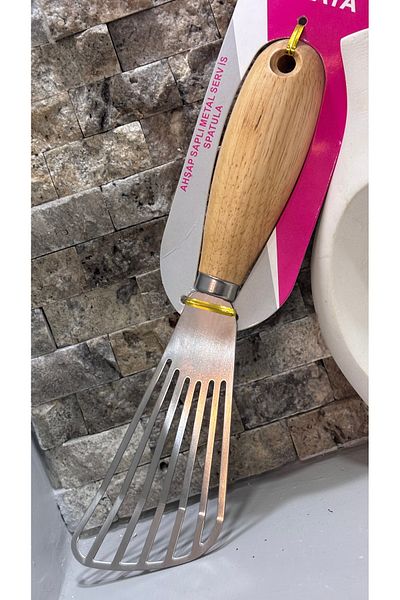 ARİN MODA Arin Homteks Den Wooden Handle Metal Spatula 2 Pieces