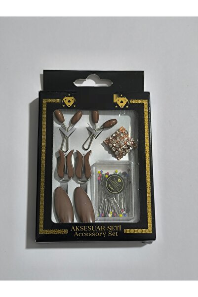 Design Show 8'li Set Pin Eşarp Ve Şal Iğnesi Eşarp Klipsi Şal Klipsi Kahverengi