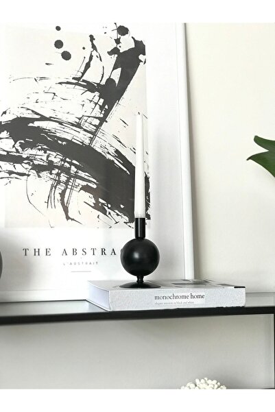 Shura Homeware Top Metal Şamdan Siyah Dekoratif Mumluk Ev Dekorasyonu