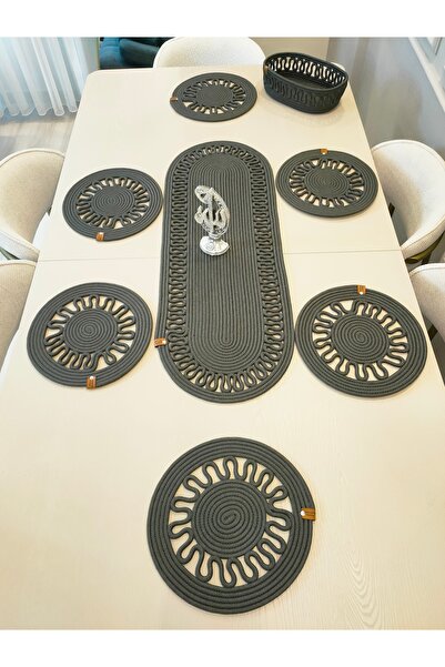 ADES HOME DESİGN Από γιούτα, Αμερικάνικο σερβίτσιο, 6 σουπλά, 1 καλάθι ψωμιού, 1 δρομέας, σουπλά, σετ σουπλά, παρουσίαση lux