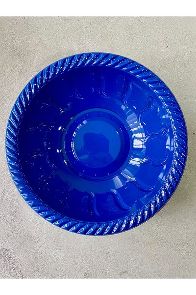 Meyofficial Navy Blue Plastic Salad Bowl - 22 Cm, 6 Pieces, Picnic and Birthday Party