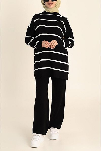 De Pose Striped Thick Knit Knitwear Set