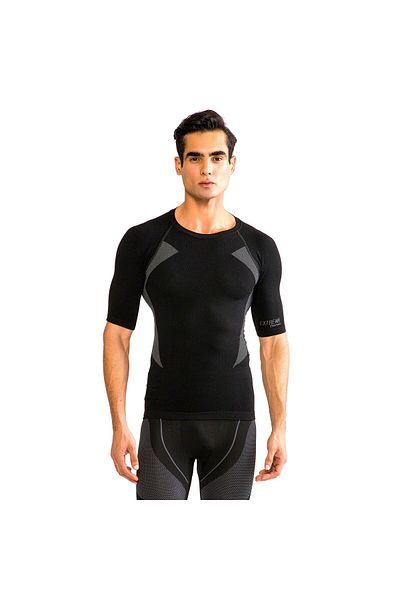 THERMOFORM Men's Seamless Thermal Short Sleeve Underwear Set - Black