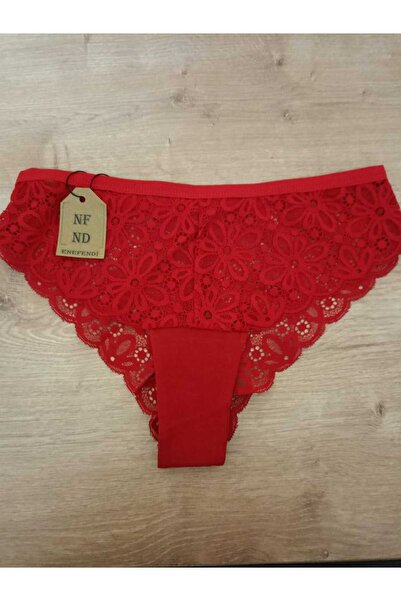 ENEFENDİ YILBAŞI DANTELLİ GÜPÜRLÜ KIRMIZI NOEL HEDİYE PAKETLİ KÜLOT 38-40 İÇÇAMAŞIRI