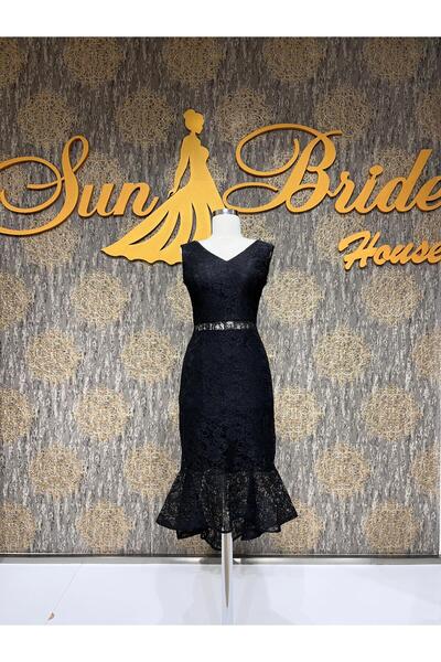 MODA Dantelli Elbise Beli Tranparan Detayli Söz Nişan Elbisesi