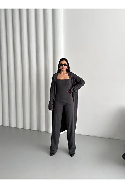 Laluvia Anthracite Valencia Triple Knitwear Set-00600