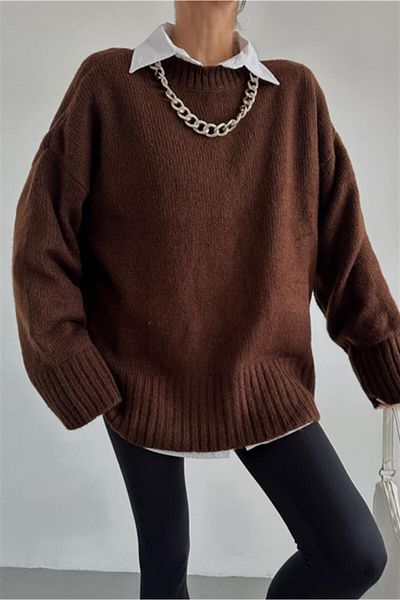 Jose Clothing Плетено яке с дълъг ръкав и кръгло деколте от премиум колекция с мека текстура