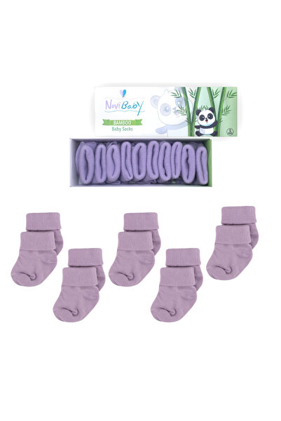 Novibaby 5-Piece Bamboo Newborn Baby Socks I Purple Lilac Baby Girl Boy Socks