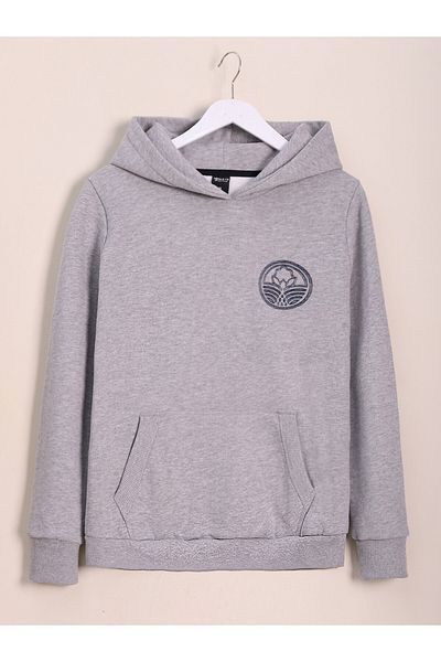 Modamorfo Kapuzen-Fleece-Sweatshirt mit Kängurutasche und Stickerei