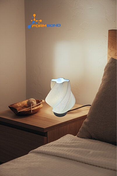 FORMBOND Gece Lambası - Doğal Malzeme, 3D Yazıcı Üretimi, RGB LED, Kumandalı,...