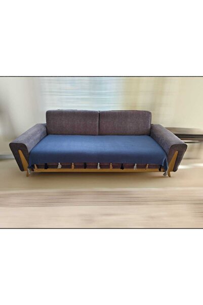 Petek Home Püsküllü Koltuk Örtüsü Indigo(PÜSKÜL RENGİ GRİ VİZON LACİVERT) 1 Adet 90x210 Ebatinda Oturma Yerine