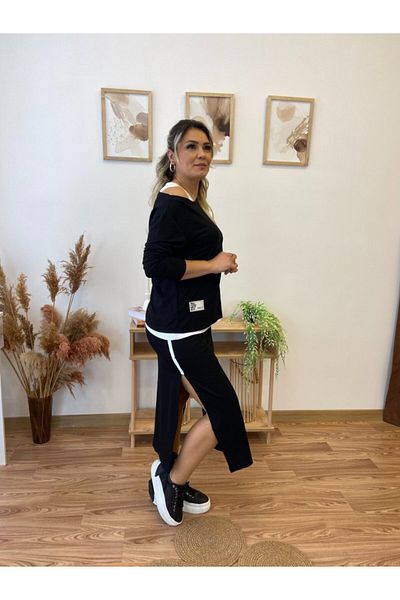 Kokosh moda Bluză din viscoză cu mânecă lungă, cu un singur umăr - Set de trei cu detaliu și dungi