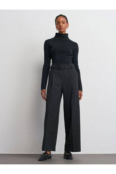 Dilvin Model 71580 - Pantaloni antracit cu centura si dresuri