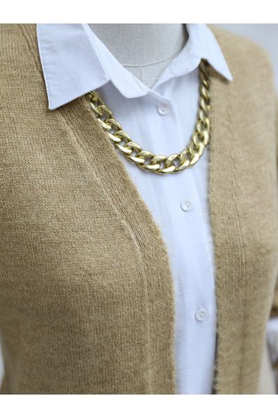 Modamorfo Yumoş Knitwear Cardigan - Double Pockets, Mink