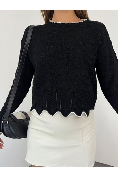 Modamorfo Pletený vzor prolamovaný Crop Knitwear Svetr