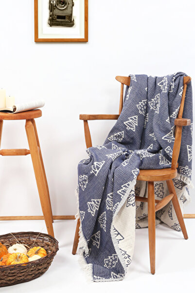 Cottella Yilbaşi Ağaci- Noel Ağaci  Desenli %100 Pamuklu Tek Kişilik Yatak Örtüsü Tv Battaniyesi