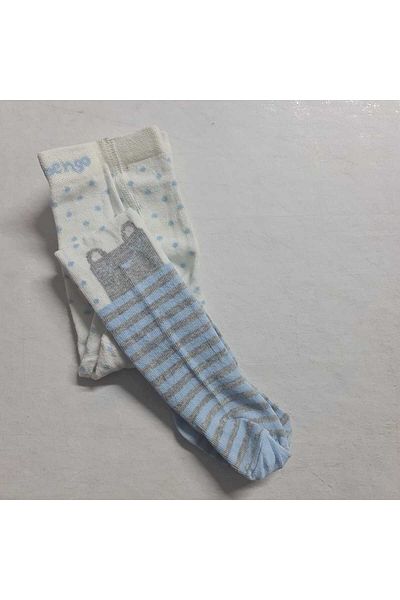 BEBEĞİME ÇORAP Baby Girl White Fox Patterned Pantyhose